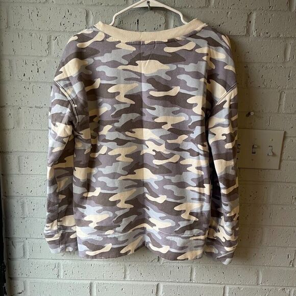 Dittos Sweatshirt Womens Soft Comfy Large Blue Beige Camo Pullover Camouflage - Picture 2 of 10